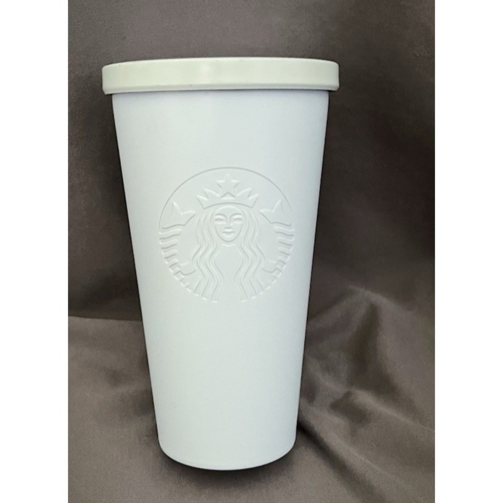 STARBUCKS Grande Blue Stainless Steel Cold Cup Tumbler 16oz Light Blue Teal RARE